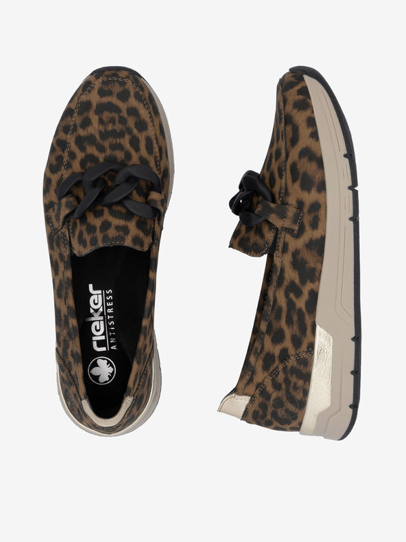 Rieker Černo-hnědé dámské vzorované mokasíny Rieker