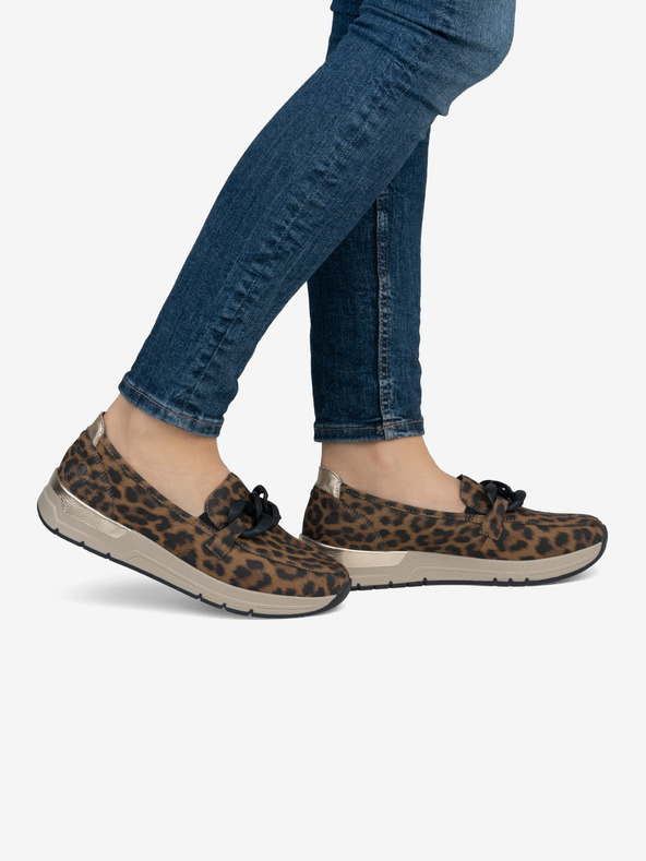 Rieker Černo-hnědé dámské vzorované mokasíny Rieker