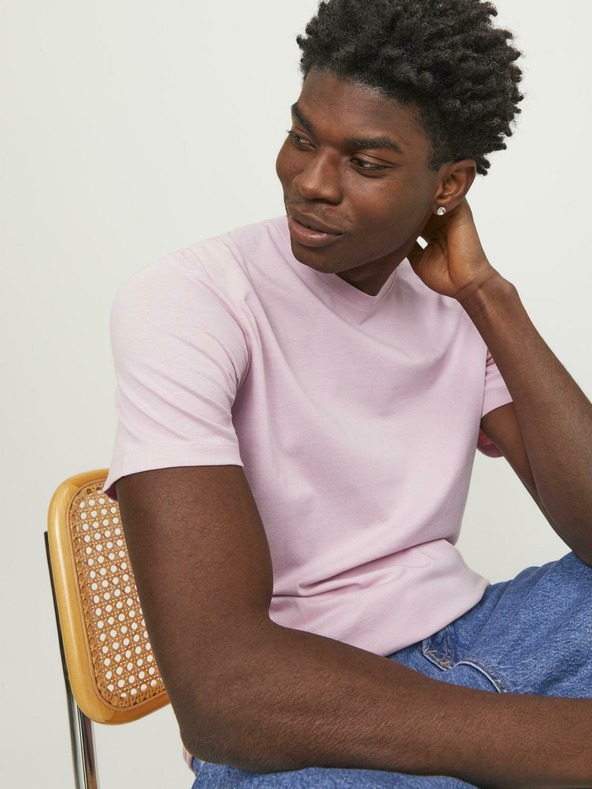 Jack & Jones Růžové pánské tričko Jack & Jones