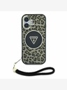 Guess Guess IML Leopard Triangle Logo Strap MagSafe Zadní Kryt pro iPhone 16 Brown