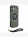 Guess Guess IML Leopard Triangle Logo Strap MagSafe Zadní Kryt pro iPhone 16 Brown