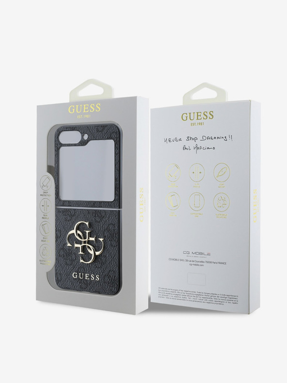 Guess Guess PU 4G Metal Logo Zadní Kryt pro Samsung Galaxy Z Flip 6 Grey