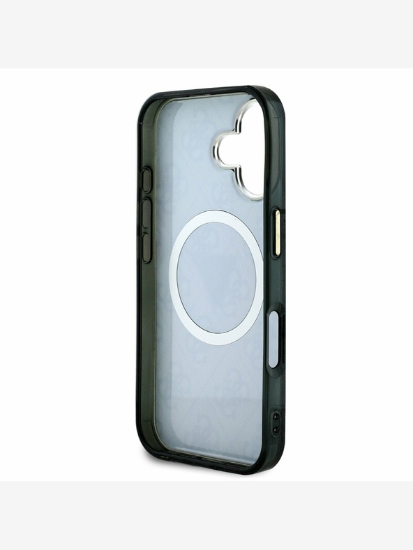 Guess Guess IML 4G Glitter and Triangle Logo MagSafe Zadní Kryt pro iPhone 16 Black