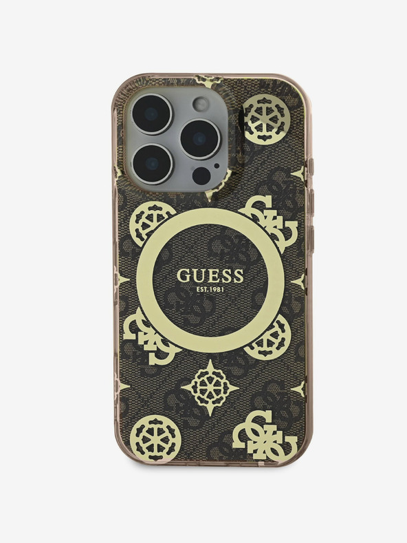 Guess Guess IML 4G Peony MagSafe Zadní Kryt pro iPhone 16 Pro Brown