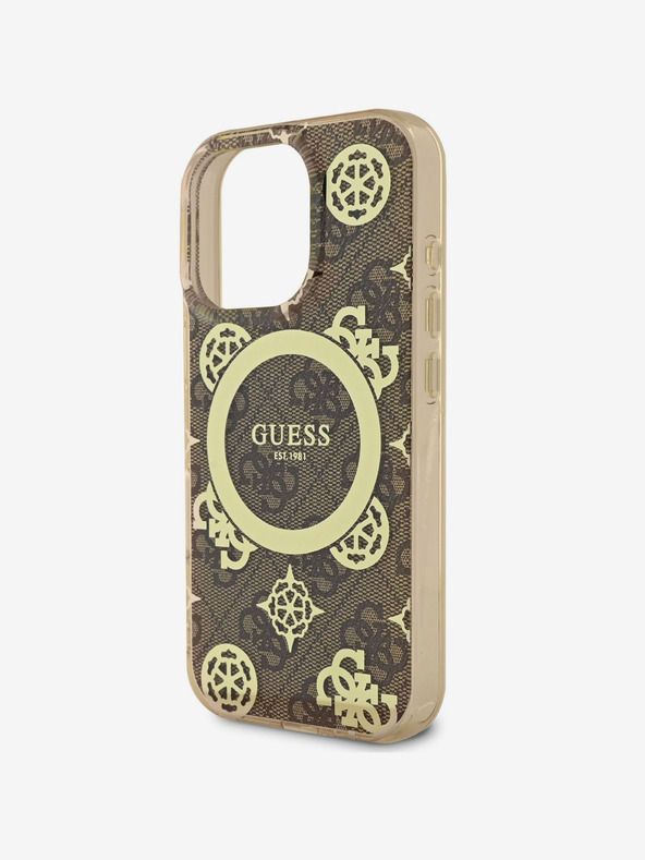 Guess Guess IML 4G Peony MagSafe Zadní Kryt pro iPhone 16 Pro Brown