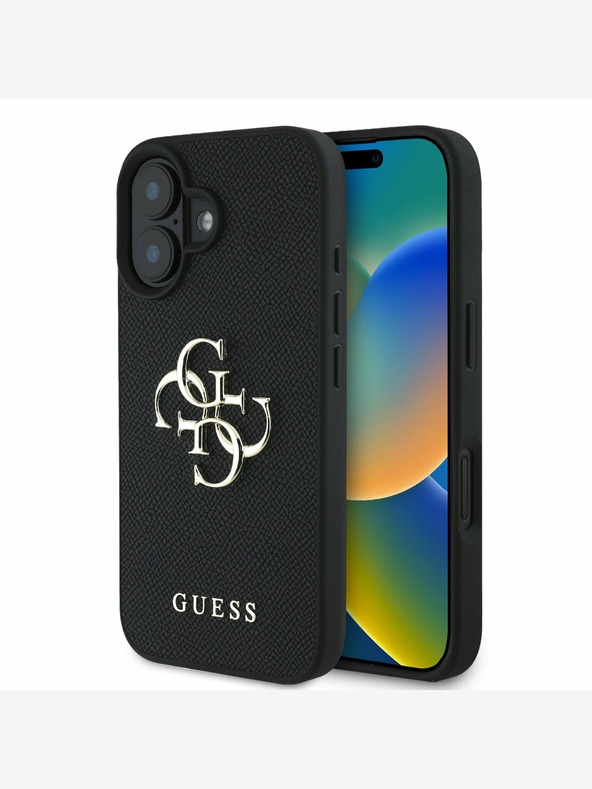 Guess Guess PU Grained 4G Metal Logo Zadní Kryt pro iPhone 16 Black