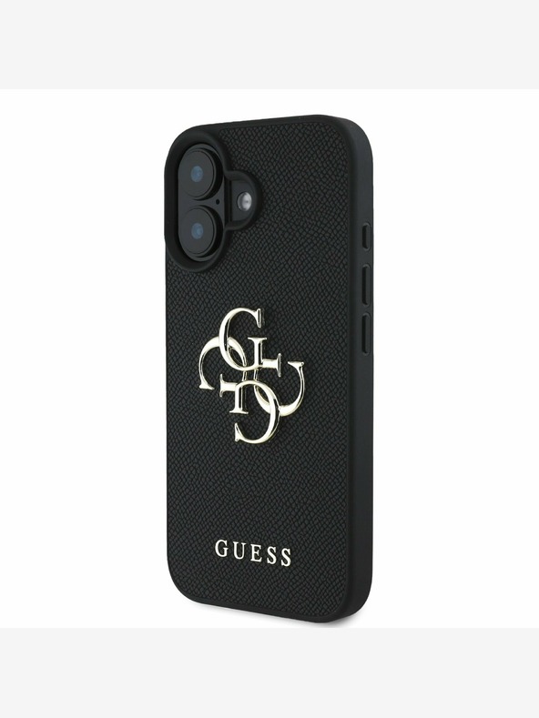 Guess Guess PU Grained 4G Metal Logo Zadní Kryt pro iPhone 16 Black