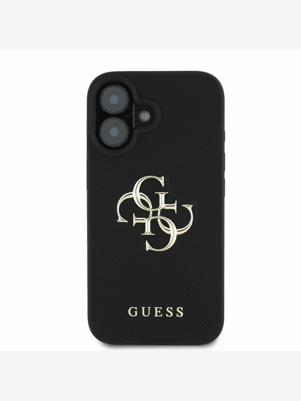 Guess Guess PU Grained 4G Metal Logo Zadní Kryt pro iPhone 16 Black