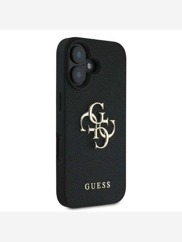 Guess Guess PU Grained 4G Metal Logo Zadní Kryt pro iPhone 16 Black