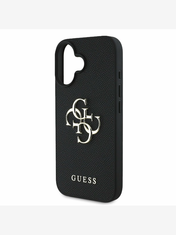 Guess Guess PU Grained 4G Metal Logo Zadní Kryt pro iPhone 16 Black