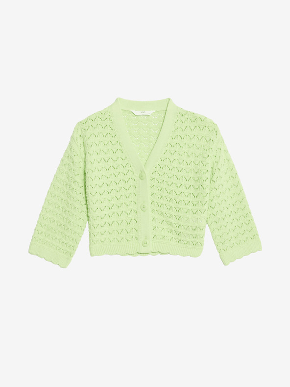 Marks & Spencer Úpletový kardigan z čisté bavlny (2–8 let) Marks & Spencer zelená