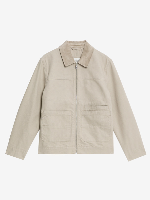 Marks & Spencer Bunda typu Harrington z kanvasu, s vysokým podílem bavlny Marks & Spencer béžová