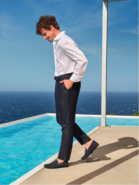 Geox Tmavě modré pánské mokasíny Geox Kosmopolis + Grip