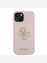 Guess Guess PU Grained 4G Metal Logo Zadní Kryt pro iPhone 15 Pink