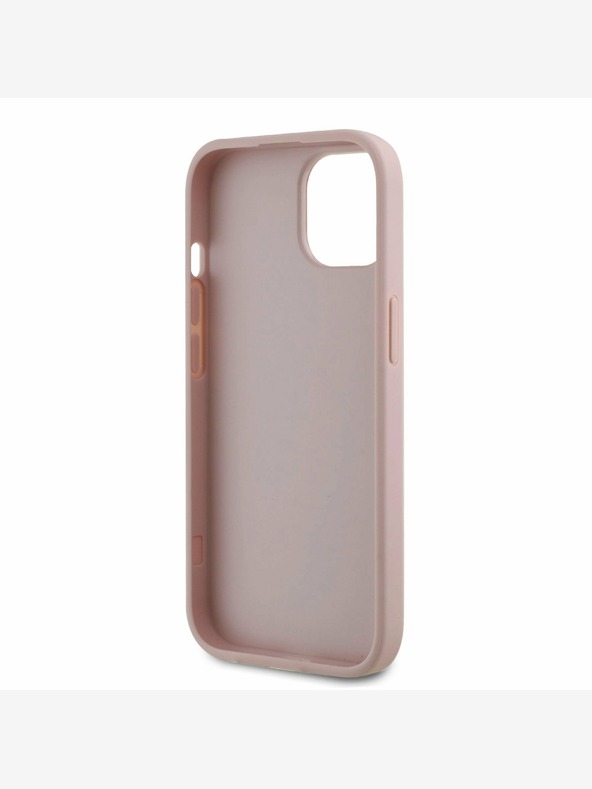 Guess Guess PU Grained 4G Metal Logo Zadní Kryt pro iPhone 15 Pink