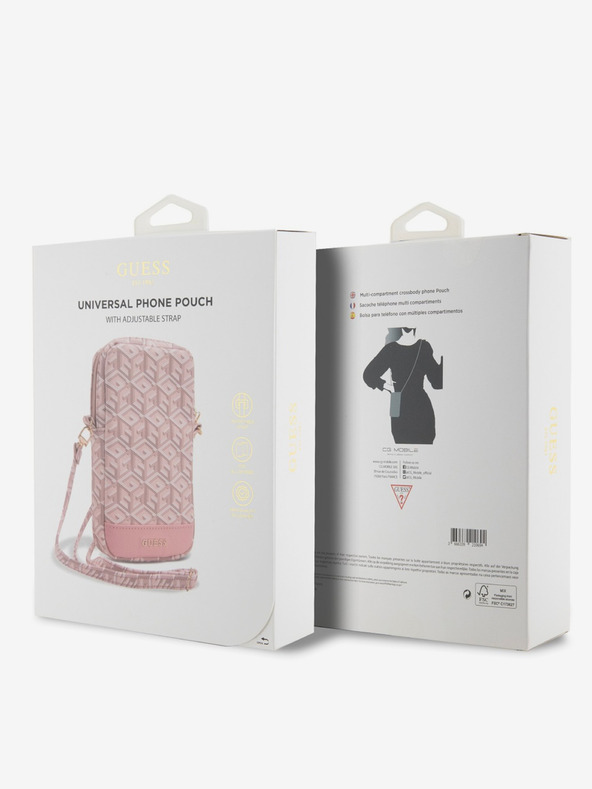 Guess Guess PU G Cube Taška na Telefon se Zipem Pink