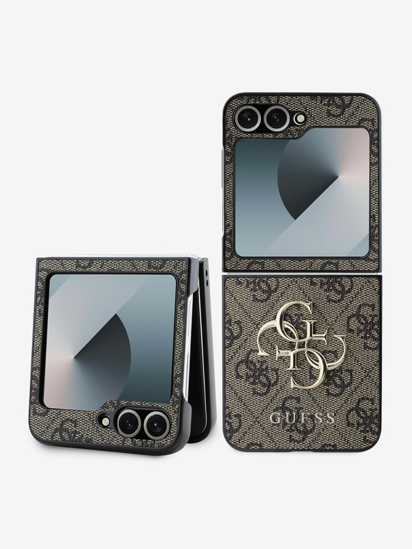 Guess Guess PU 4G Metal Logo Zadní Kryt pro Samsung Galaxy Z Flip 6 Brown