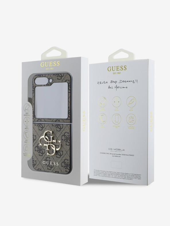 Guess Guess PU 4G Metal Logo Zadní Kryt pro Samsung Galaxy Z Flip 6 Brown