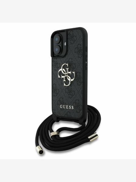 Guess Guess PU 4G Metal Logo Crossbody Popruh Zadní Kryt pro iPhone 16 Black