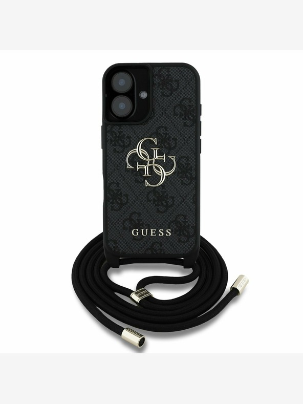 Guess Guess PU 4G Metal Logo Crossbody Popruh Zadní Kryt pro iPhone 16 Black