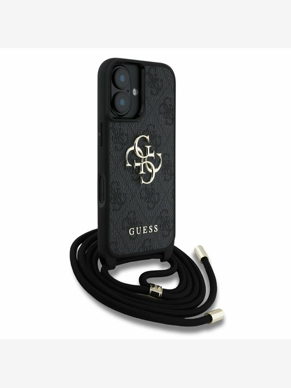 Guess Guess PU 4G Metal Logo Crossbody Popruh Zadní Kryt pro iPhone 16 Black