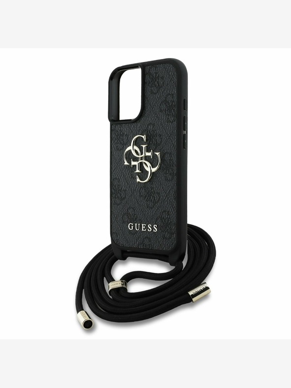Guess Guess PU 4G Metal Logo Crossbody Popruh Zadní Kryt pro iPhone 16 Black