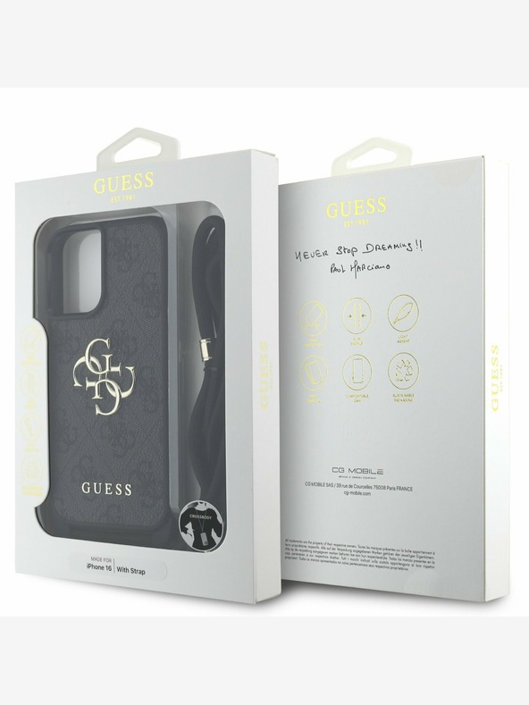 Guess Guess PU 4G Metal Logo Crossbody Popruh Zadní Kryt pro iPhone 16 Black
