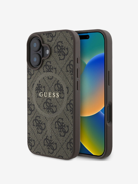 Guess Guess PU Leather 4G Colored Ring MagSafe Zadní Kryt pro iPhone 16 Plus Brown