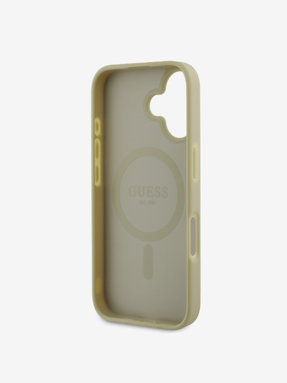 Guess Guess Saffiano Peony Stamp MagSafe Zadní Kryt pro iPhone 16 Gold