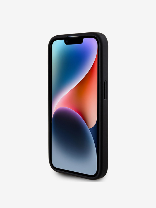 Guess Guess PU Fixed Glitter 4G Metal Logo Zadní Kryt pro iPhone 15 Pro Black