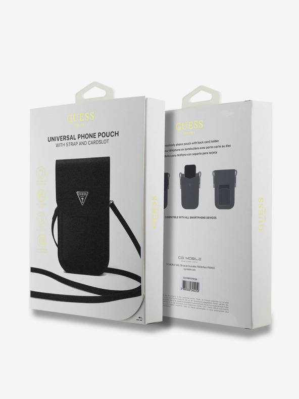 Guess Guess PU Grained Triangle Logo Taška na Telefon Black