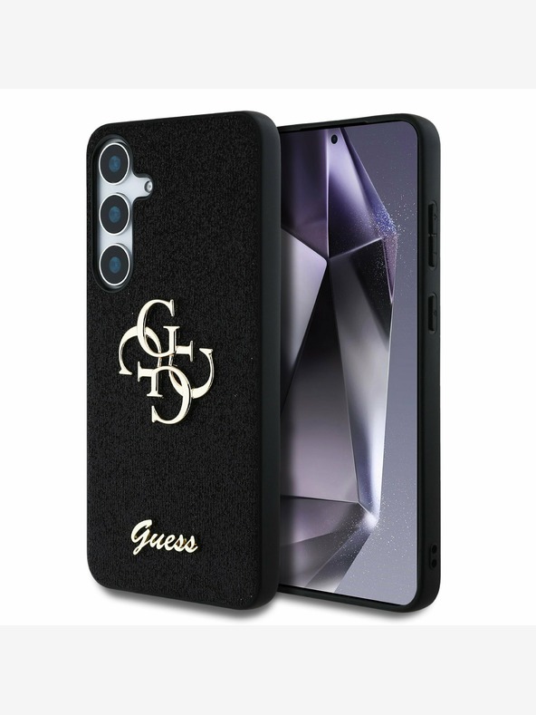 Guess Guess PU Fixed Glitter 4G Metal Logo Zadní Kryt pro Samsung Galaxy S25 Black