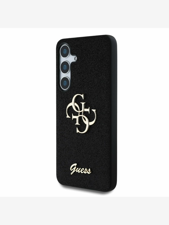 Guess Guess PU Fixed Glitter 4G Metal Logo Zadní Kryt pro Samsung Galaxy S25 Black