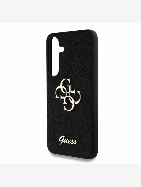 Guess Guess PU Fixed Glitter 4G Metal Logo Zadní Kryt pro Samsung Galaxy S25 Black