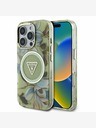 Guess Guess IML Glitter Magnolia and Triangle Logo MagSafe Zadní Kryt pro iPhone 16 Pro Max Green