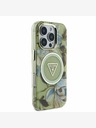 Guess Guess IML Glitter Magnolia and Triangle Logo MagSafe Zadní Kryt pro iPhone 16 Pro Max Green
