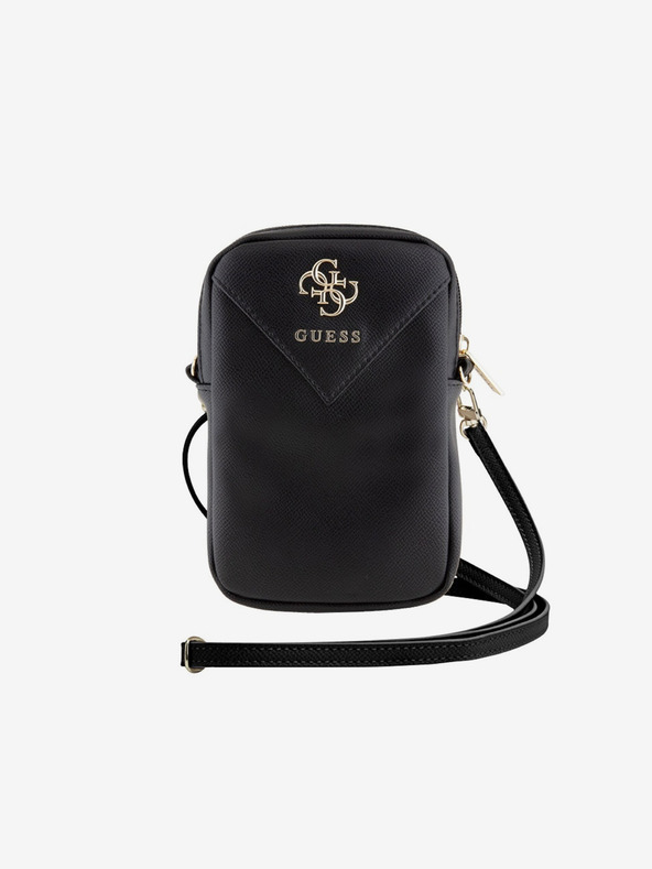 Guess Guess PU Grained 4G Metal Logo Taška na Telefon se Zipem Black