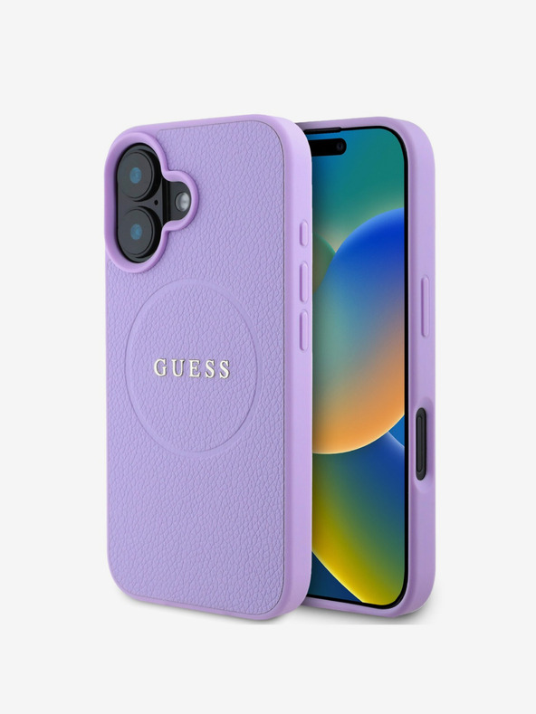 Guess Guess PU Grained Classic Logo MagSafe Zadní Kryt pro iPhone 16 Purple
