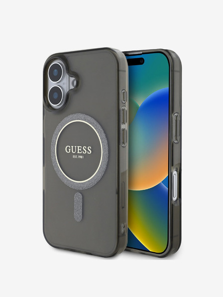 Guess Guess IML Glitter Ring MagSafe Zadní Kryt pro iPhone 16 Black