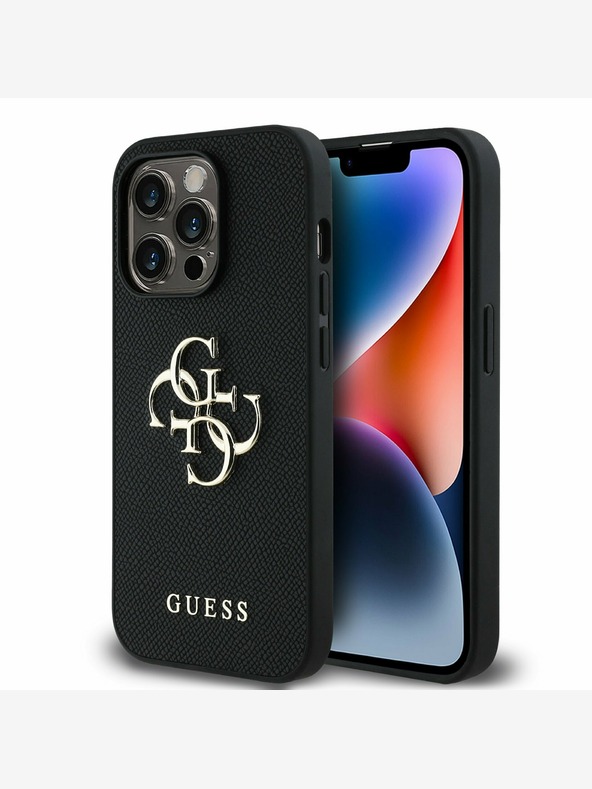Guess Guess PU Grained 4G Metal Logo Zadní Kryt pro iPhone 13 Pro Black
