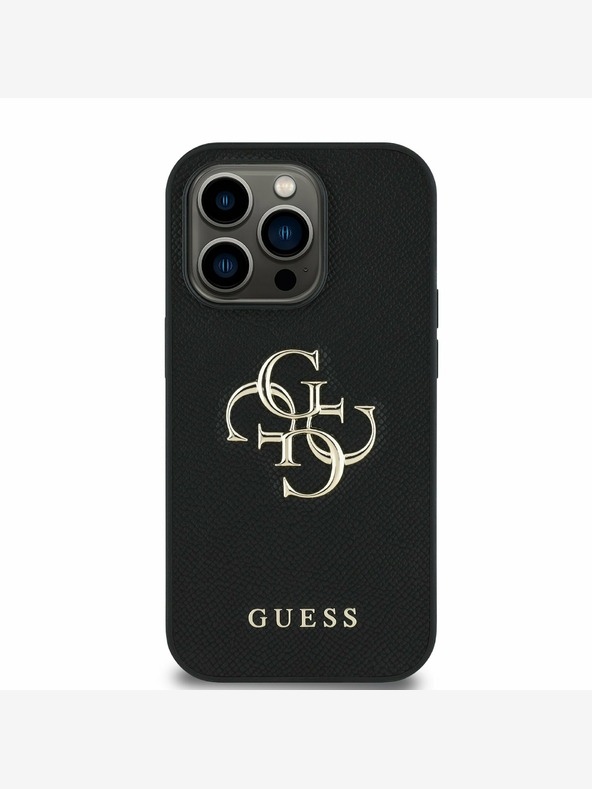 Guess Guess PU Grained 4G Metal Logo Zadní Kryt pro iPhone 13 Pro Black