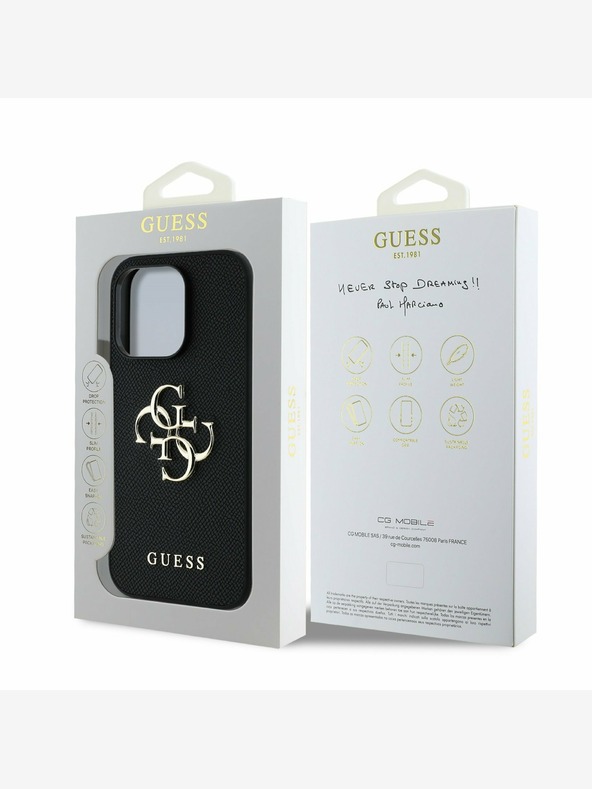 Guess Guess PU Grained 4G Metal Logo Zadní Kryt pro iPhone 13 Pro Black