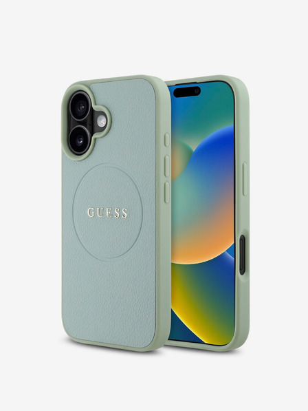 Guess Guess PU Grained Classic Logo MagSafe Zadní Kryt pro iPhone 16 Green
