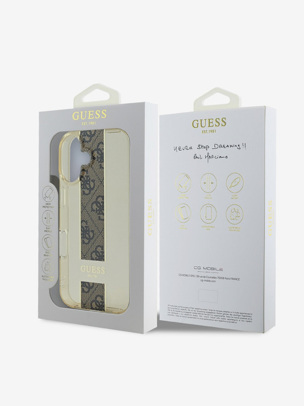 Guess Guess IML Middle 4G Stripe Zadní Kryt pro iPhone 16 Brown