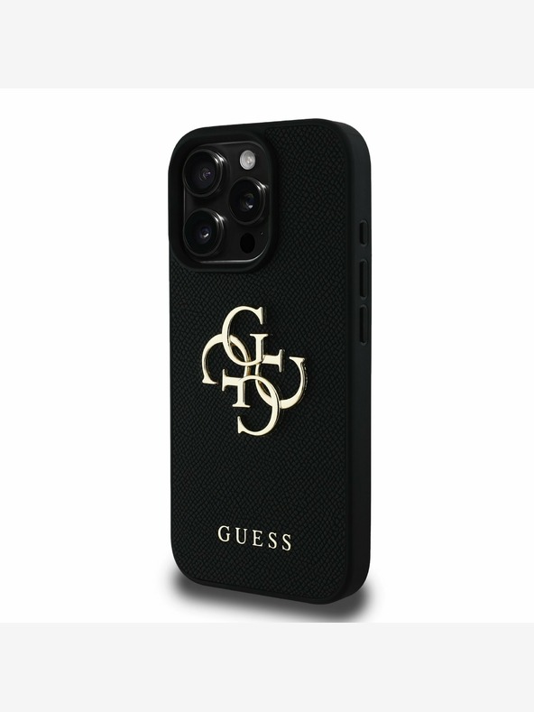 Guess Guess PU Grained 4G Metal Logo Zadní Kryt pro iPhone 16 Pro Max Black