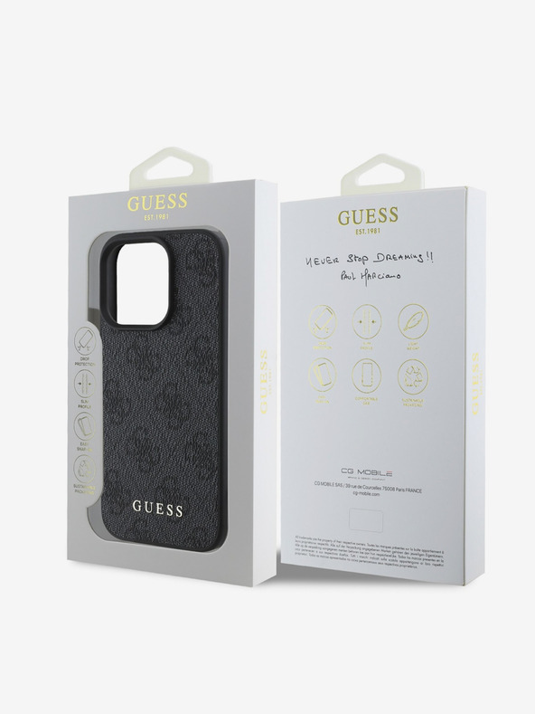 Guess Guess 4G Charm Zadní Kryt pro iPhone 16 Pro Max Tone on Tone Grey