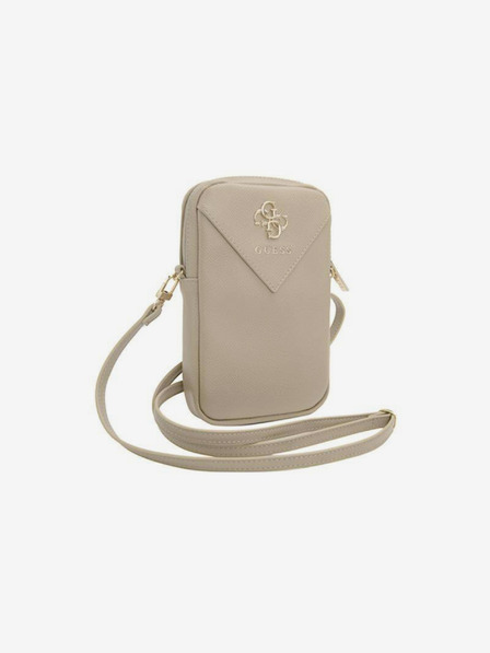Guess Guess PU Grained 4G Metal Logo Taška na Telefon se Zipem Gold
