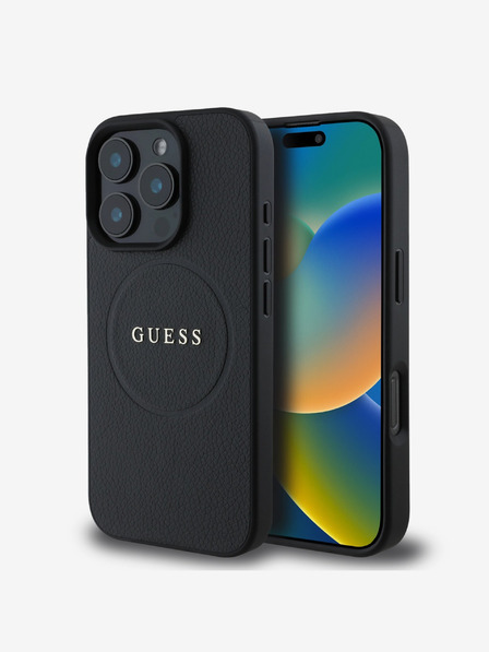 Guess Guess PU Grained Classic Logo MagSafe Zadní Kryt pro iPhone 16 Pro Max Black