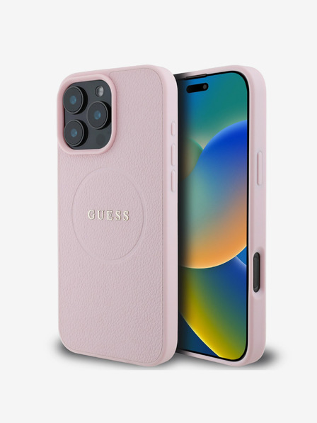 Guess Guess PU Grained Classic Logo MagSafe Zadní Kryt pro iPhone 16 Pro Max Pink