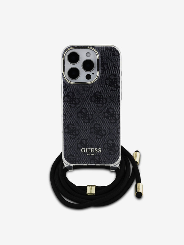 Guess Guess IML 4G Printed Crossbody Popruh Zadní Kryt pro iPhone 16 Pro Black